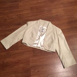 Ivory leather crop jacket White House Black Market